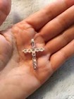 2x Women 925 Sterling Silver Cz Cubic Crystal Cross Pendant Necklace