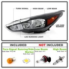 2015 2016 2017 2018 Ford Focus Halogen W led Drl Black Headlights Left right Us