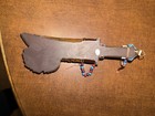 Decorative Beaded Feathered Axe W  Wood Handle  Metal Blade  Brown blue