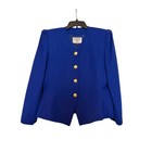 Vintage Kasper A s l  Petite Royal Blue Skirt Suit Gold Buttons Size 12p