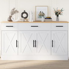 Buffet Cabinet With Storage Large Kitchen Sideboard 53 4 Inches White Farmhouse