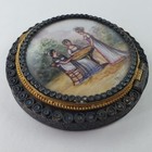 Hand Painted 3 Ladies Compact Powder Case Made In France  7655 