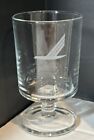 Vtg Set Of 8 Piedmont Airlines Footed Glasses 4oz - Etched Logo W  Storage Tray