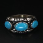 Vtg Sterling Silver - Wheeler Southwestern Turquoise Cabochon Ring Size 5 - 6g