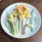 Vintage Napco Japan 5    Daffodil Ceramic Wall Plaque Raised Floral Decor