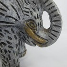 Elephant Figurine Signed Mexico Unique Heavy Statue White Wash 