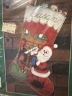 Vintage Bucilla Felt Christmas Stocking Kit Fireside Santa      32224 18  Sequined