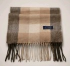 Lochmere 100  Cashmere Plaid Scarf Beige Check Fringed Luxury Scarf 11   66 