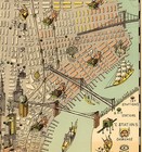 Pictorial Map Of Manhattan From The Battery To 59th St  Art Poster School Office