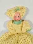 Vtg Handmade Crochet Doll Yellow Green 18 