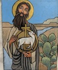 John The Baptist With The Lamb    Original Folk Art Painting Modern Religious Art