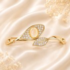 2-piece Gold-tone Crystal Open Cuff Bracelet Set For Women