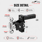 2 Inch Receiver Adjustable 6  Drop Tow Hitch Tri-ball Mount Trailer Hitch W keys