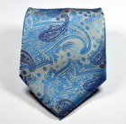 New Classic Paisley Silver Blue Jacquard Woven 100  Silk Men s Tie Necktie