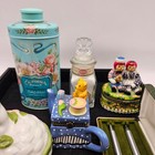 Vintage Trinket Box Vanity Decor Lot Avon Ceramic Bunny Perfume