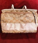 Coach Lg Signature Stripe Multifunction Tote Shoulder Diaper Baby Bag F17443