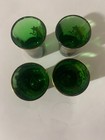 Vintage Green Glass Shot Glass Decanter Set Of 4 With Gold Detailing   Floral