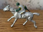 Vintage Metal Jockey Riding A Derby Race Horse Hand Painted