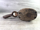 Antique Block And Tackle Wood Iron Pulley Nautical Double Pulley Barn Home Decor