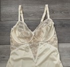 Vtg Young Smoothie Ivory Satin Nylon Lace Underwire Body Suit Teddy Shaper 36d