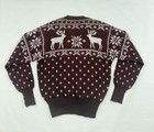 Vtg 1940s Jantzen Wool Ski Novelty Sweater Deer Snowflake Reindeer Burgundy 42