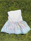 Vintage Red Calliope Pastel Floral Lace Ruffled Crib Skirt Dust Ruffle Read