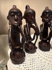 Vintage African Art Bronze Sitting Sculptures Place Card Napkin Holders Set Of 6