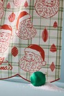 Anthropologie Vintage Inspired Tartan Santa Dish Kitchen Tea Towel Nwt
