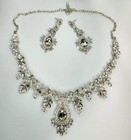 Teardrop Clear Crystal Rhinestone Jewelry Set Silver Plated Necklace   Earrings