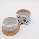 Speckled Studio Art Pottery Butter Bell Crock Dish Keeper Artist Signed Blue Gr 