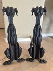 Art Deco Cast Iron Greyhound Dogs Andirons 1900 s Pair Original Vintage Antique