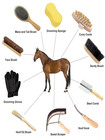 Horse Grooming Kit  12-piece   Brushes  Storage Bag  Sweat Scraper  Mane Comb  G
