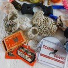 Junk Drawer Collectibles Vintage Trinkets 60  Items Lot Shells Pins Bingo Clips 