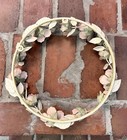 Vintage Toleware Metal Rose Wreath Shabby Chic Rustic Floral Pink Flower Decor