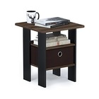 Furinno Andrey End Table Side Night Stand Bedside With Bin Drawer - Walnut brown