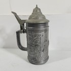 German Ein Prosit Der Gemutlichkeit Glass Silver Paint Beer Mug Stein With Lid