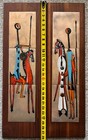 Vintage Mcm Abstract Enamel Warrior Plaques Judith Daner Mid Century Modern 60s