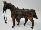 Vintage 1950s Pair Of Cast Metal Copper Bronze Horse With Saddle Figurines