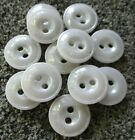 Set Of  15  Vintage White Opal  Two Hole  3 4  Glass  Buttons   New old Stock
