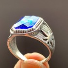 Very Rare Ancient Amazing Ring Silver Color Antique Engraved Blue Stone Genuine