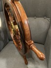 Wooden Ship   s Helm Brass Center Nautical Decor