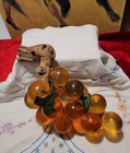 Vintage Large Mcm Orange Yellow Lucite Cluster Of Grapes On Driftwood