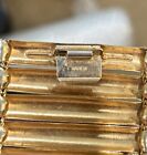 Vintage Rare Wide Early  Signed Napier Pat Pend Wide Gold Tone Bracelet