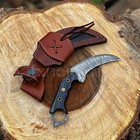 Handmade Damascus Steel Double Edge Fixed Blade Dagger Karambit Knife Full Tang
