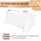 White Tablecloth 90 X 132 Inch  Rectangle Table Cloth For 8ft Table  Polyeste   