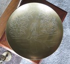 Antique Chinese Brass 10  Bowl Depicting Graceful Lady In Flowing Robes Signed