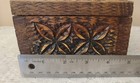 Vintage Hand Carved Wooden Box With Hinged Lid Stash Box  Trinket Wood