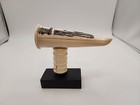 Vintage Scrimshaw Cane Handle Faux Whale Tooth Ship lighthouse Scene- Resin 