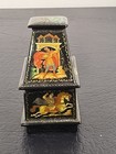 Vintage Palekh Style Russian Lacquer Box Hand Painted Miniature Fairy Tale Art