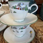 Lenox China Debut Collection Sleighride Cup And Saucer 4 Sets Usa Christmas